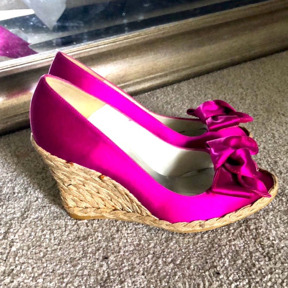 Stuart Weitzman Pink Espadrille Wedges